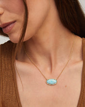 Load image into Gallery viewer, Kendra Scott Elisa Statement Short Pendant Necklace - Gold - Light Teal Opal