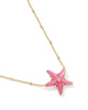Kendra Scott Parker Starfish Gold Short Pendant Necklace in Bright Pink Mother of Pearl