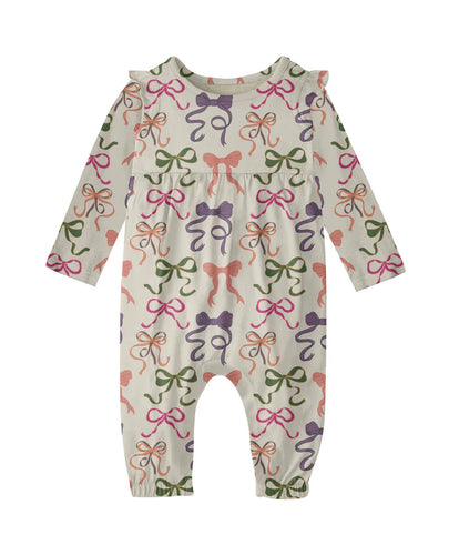 Goosies Long Sleeve Flutter Romper - Bows