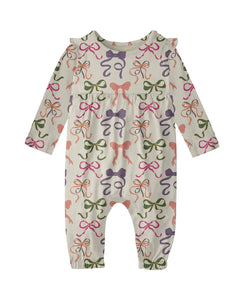 Goosies Long Sleeve Flutter Romper - Bows