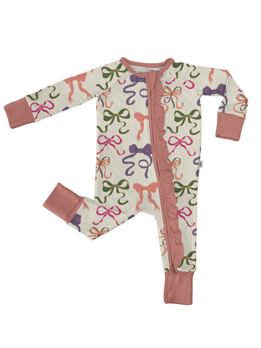 Goosies Long Sleeve Zip Pajamas - Bows