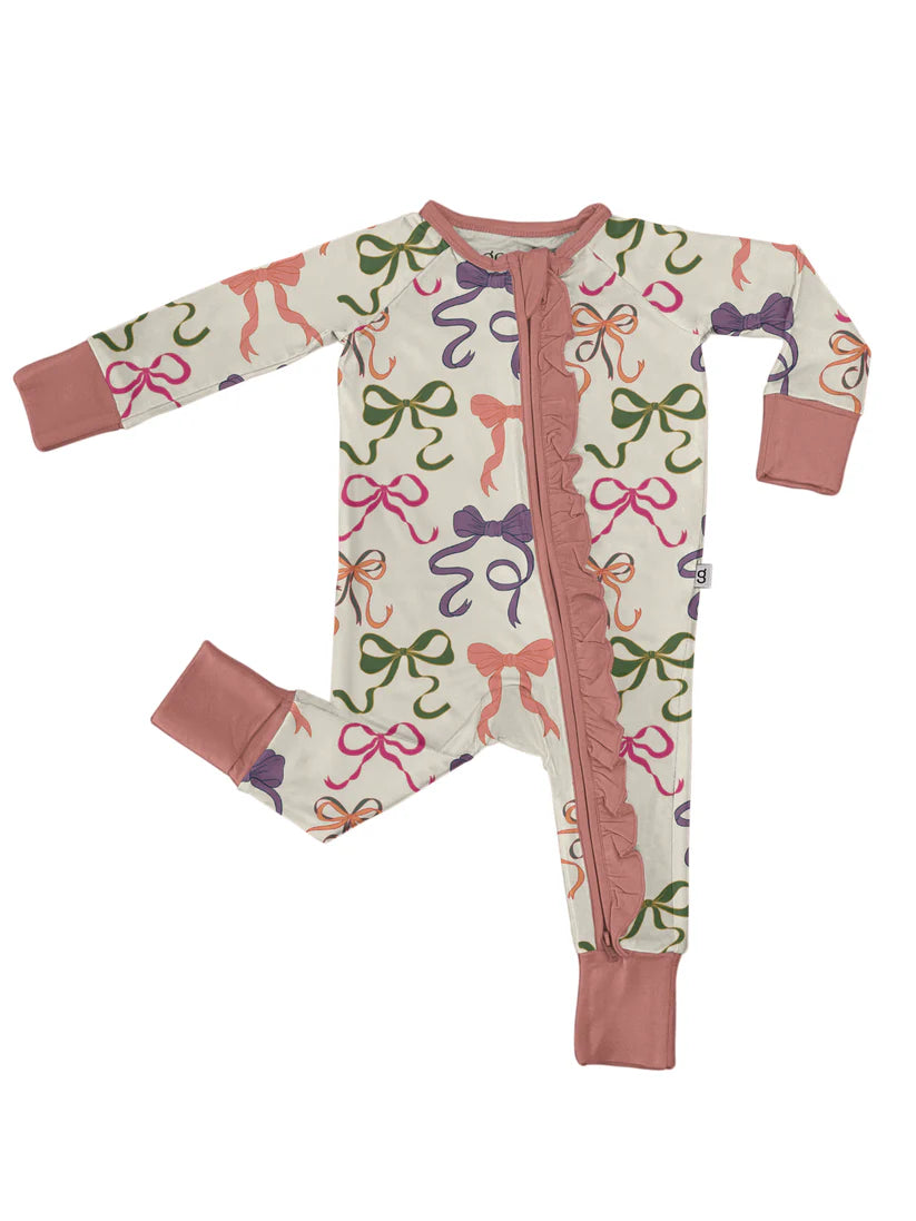 Goosies Long Sleeve Zip Pajamas - Bows