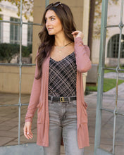 Load image into Gallery viewer, Grace &amp; Lace Lightweight Ribbed Cardigan - Clay Rose