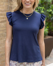 Load image into Gallery viewer, Grace &amp; Lace Live-In Ruffle Sleeve Top - Navy