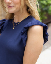 Load image into Gallery viewer, Grace &amp; Lace Live-In Ruffle Sleeve Top - Navy