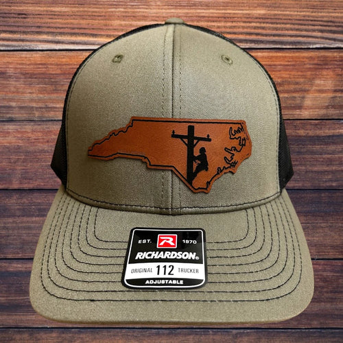 Bella Cotton Black Leather NC Lineman Patch Hat