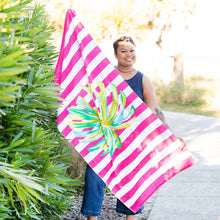 Load image into Gallery viewer, Palm Stripe Beach Towel by Viv &amp; Lou