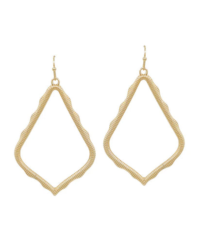 Gold Textured Scallop Teardrop Earrings