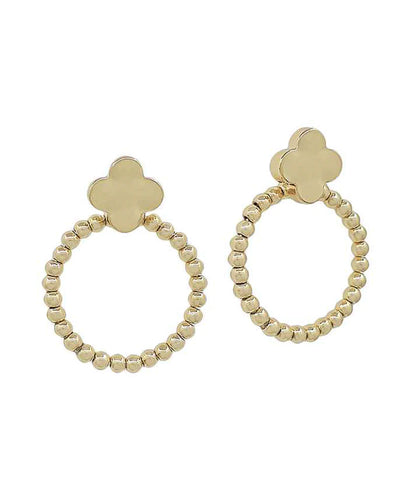 Gold Clover Circle Earrings