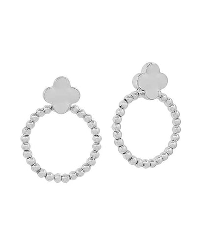 Silver Clover Circle Earrings