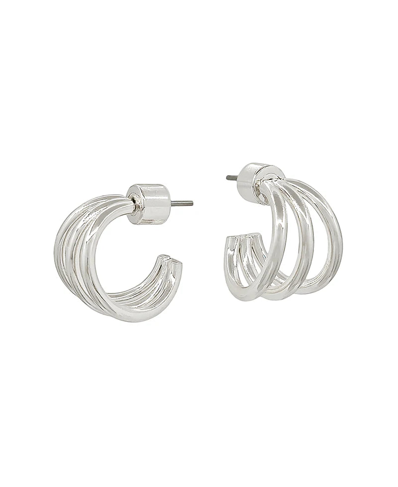 Silver Huggie Hoop Earrings