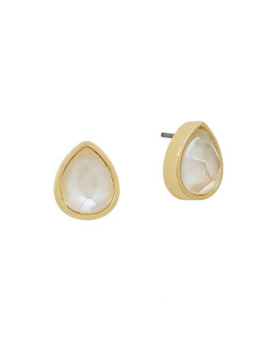 Gold Teardrop Glass Stud Earrings
