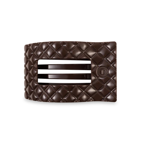 Medium Teleties Quilted Flat Rectangle Hair Clip - Truly Taupe