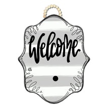 Load image into Gallery viewer, DK Designs Door Hanger - Stripe Bloom &quot;Welcome&quot; w/ Wreath Mini