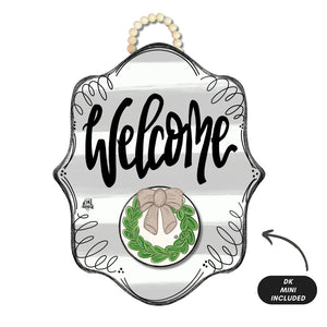 DK Designs Door Hanger - Stripe Bloom "Welcome" w/ Wreath Mini