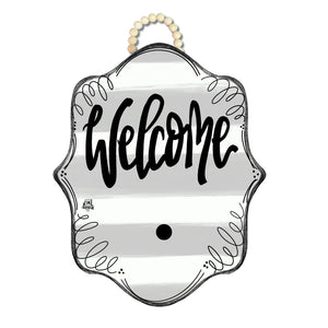 DK Designs Door Hanger - Stripe Bloom "Welcome" w/ Wreath Mini