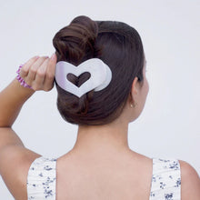 Load image into Gallery viewer, Medium Teleties Flat Round Hair Clip - Mother of Pearl Heart