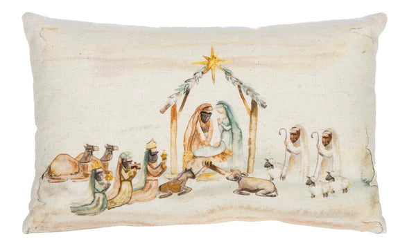 Ganz Watercolor Nativity Pillow