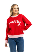 Load image into Gallery viewer, Merry Embroidered Christmas Sweater