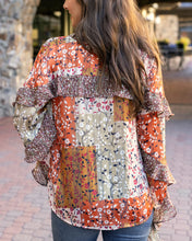 Load image into Gallery viewer, Grace &amp; Lace Mixed Print Ruffle Top - Autumn Patchwork