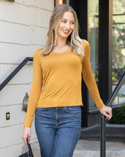 Load image into Gallery viewer, Grace &amp; Lace Modal V-Neck Long Sleeve Tee - Mustard