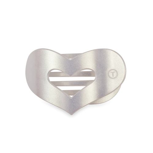 Medium Teleties Flat Round Hair Clip - Mother of Pearl Heart
