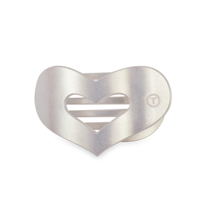 Medium Teleties Flat Round Hair Clip - Mother of Pearl Heart