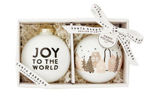 Load image into Gallery viewer, Glass Ornament Set - Joy To The World + Houses