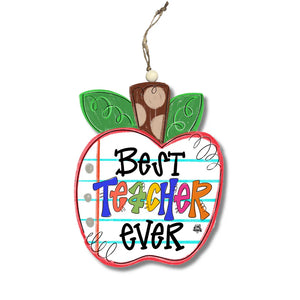 DK Designs Ornament - "Best Teacher Ever" Apple