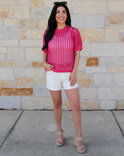 Load image into Gallery viewer, Grace &amp; Lace Open Knit Short Sleeve Pullover - Pink