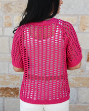 Load image into Gallery viewer, Grace &amp; Lace Open Knit Short Sleeve Pullover - Pink