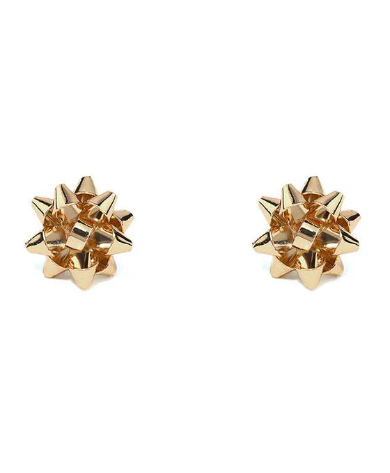 Gold Christmas Bow Stud Earrings