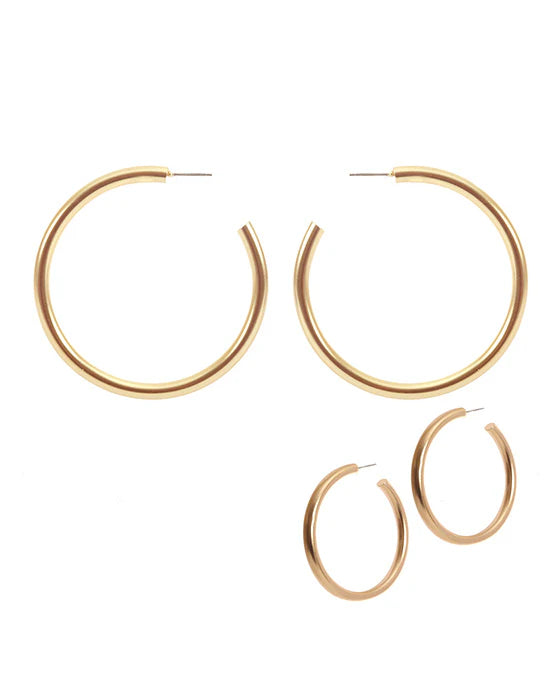 55mm Worn Gold Hoop Earrings