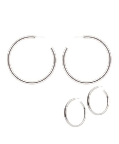 55mm Worn Silver Hoop Earrings