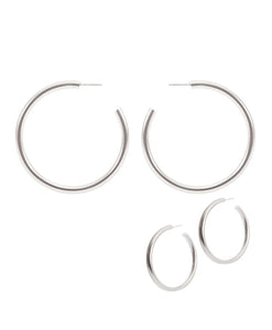 55mm Worn Silver Hoop Earrings