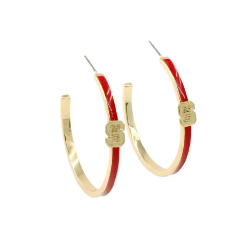 NC State Logo Hoop Earrings - Gold