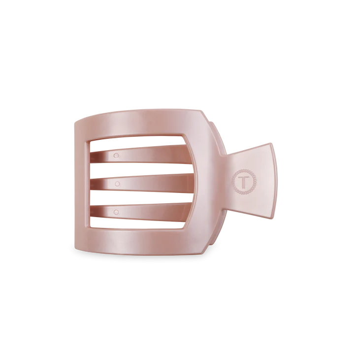 Medium Teleties Flat Square Hair Clip - Pearly Pink
