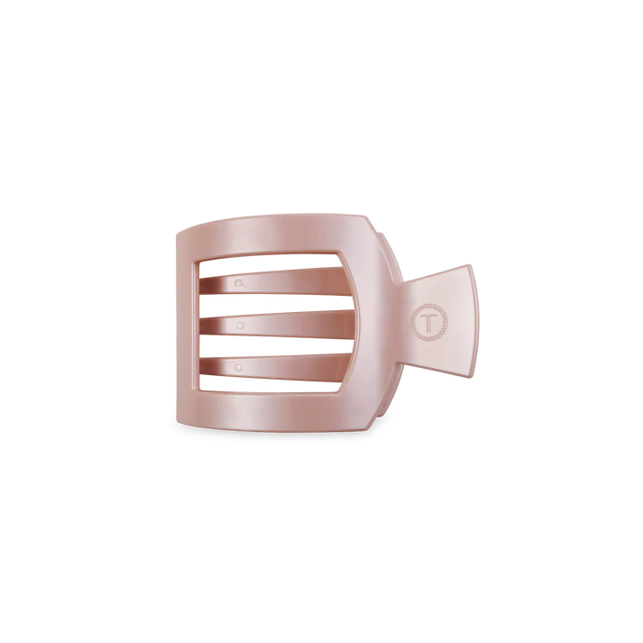 Small Teleties Flat Square Hair Clip - Pearly Pink