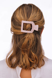 Small Teleties Flat Square Hair Clip - Pearly Pink