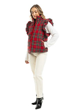 Load image into Gallery viewer, Plaid Ruffle Puffer Vest - Red Plaid