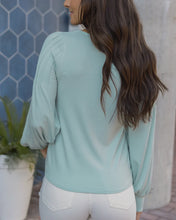 Load image into Gallery viewer, Grace &amp; Lace Pleated Sleeve Top - Light Mint