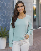 Load image into Gallery viewer, Grace &amp; Lace Pleated Sleeve Top - Light Mint