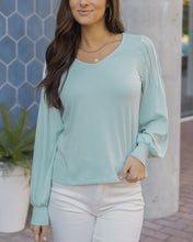 Load image into Gallery viewer, Grace &amp; Lace Pleated Sleeve Top - Light Mint