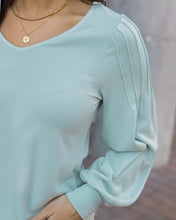 Load image into Gallery viewer, Grace &amp; Lace Pleated Sleeve Top - Light Mint