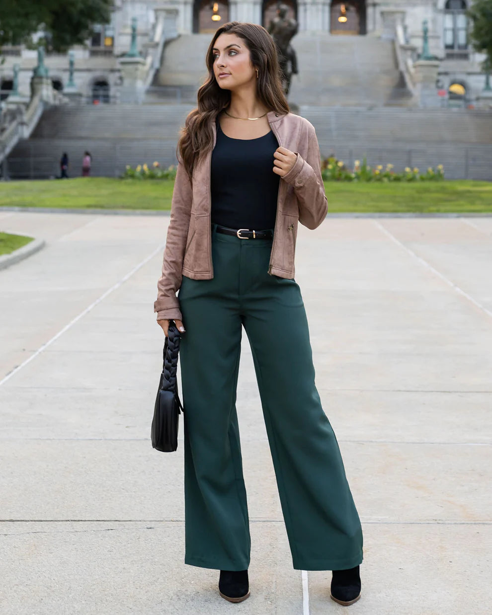 Pocketed Black Wide Leg Pants - Grace and Lace