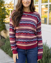 Load image into Gallery viewer, Grace &amp; Lace Pointelle Striped Sweater - Multi Jewel