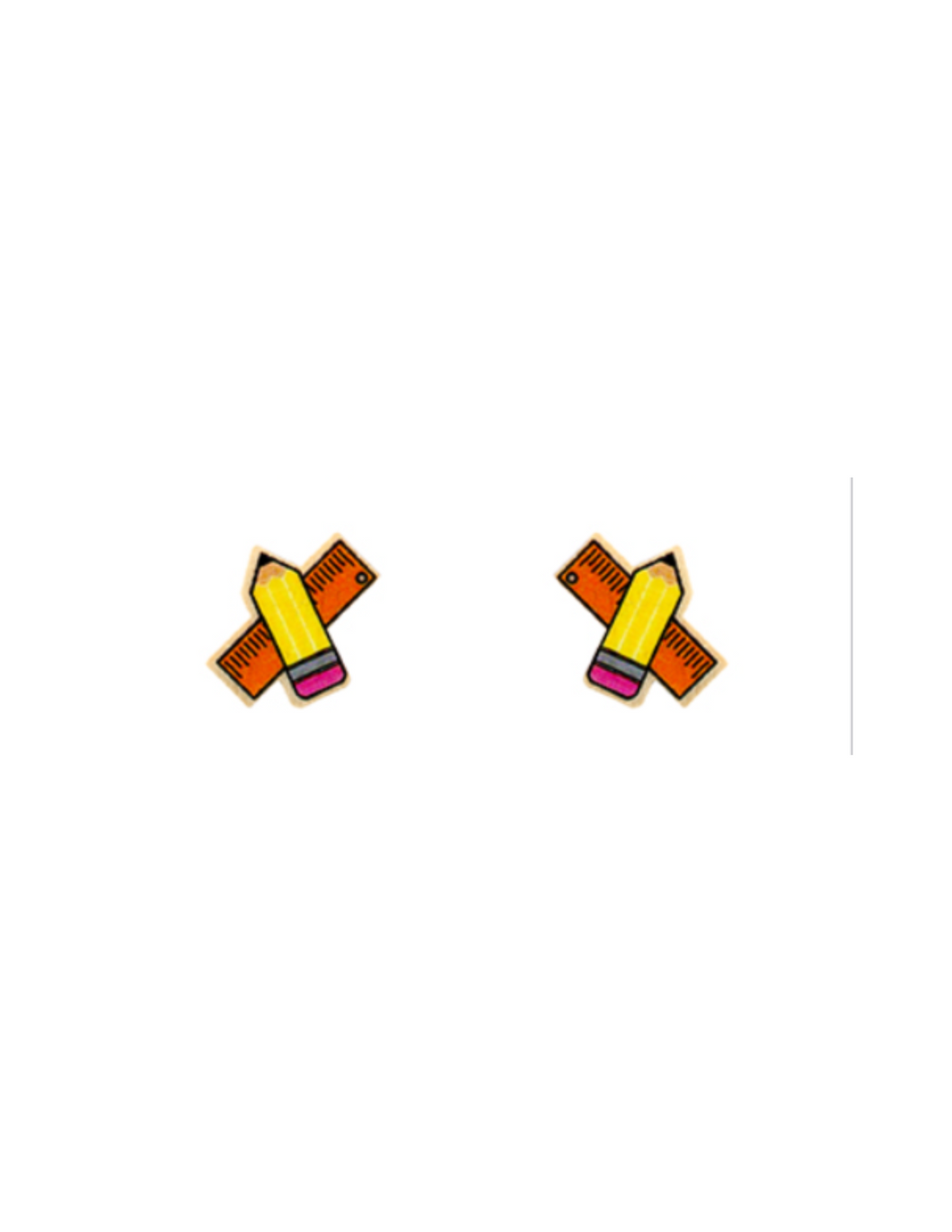Pencil & Ruler Wooden Stud Earrings