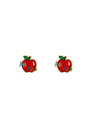 ABC 123 Wooden Stud Earrings