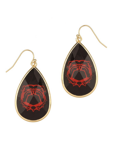 Bulldog Epoxy Teardrop Earrings