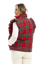 Load image into Gallery viewer, Plaid Ruffle Puffer Vest - Red Plaid